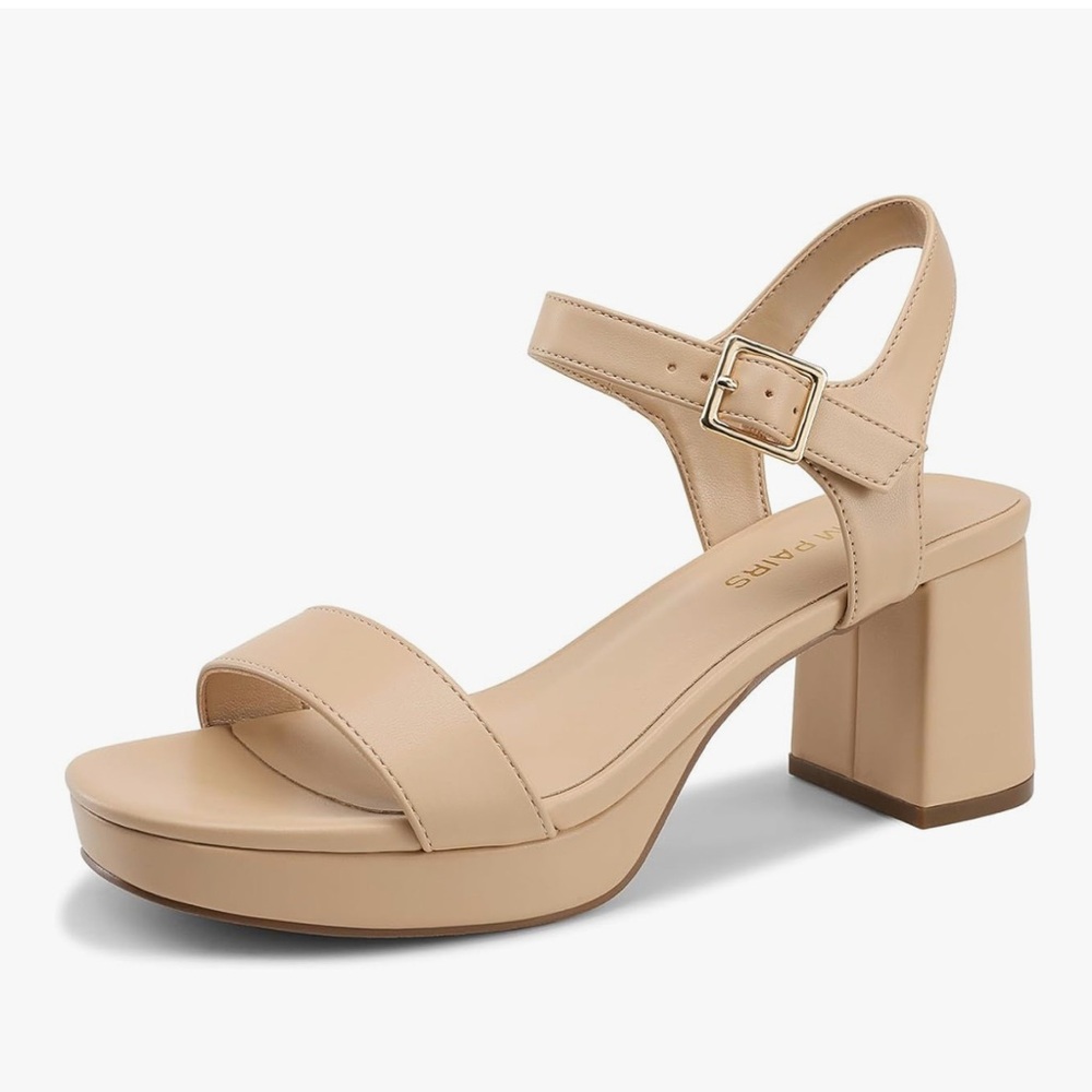 Dream Pairs Beige Block Heel Sandals